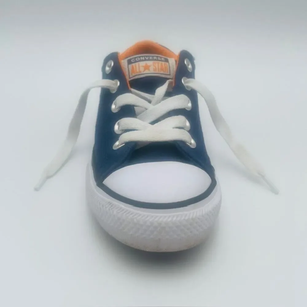 Converse All Star Laced Boys Sneaker Tennis Shoe's Blue White Orange - Jr Size 1